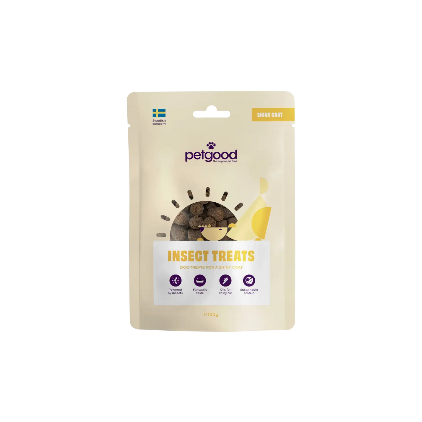 Petgood insektsbaserat hud & päls hundgodis 100g