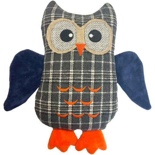 Happypet Uggla i tyg med pip/prassel/plyschdetaljer