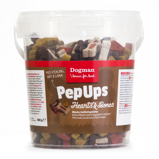 Dogman Pep Ups Heart & Bones 3 smaker 300gram