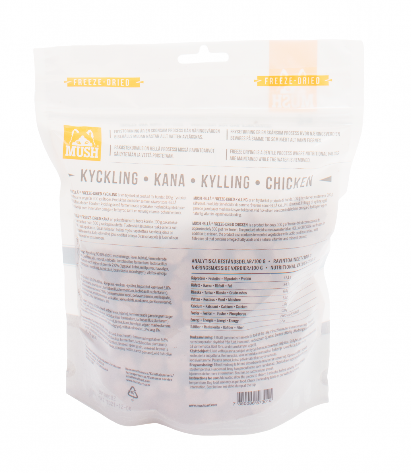 MUSH HELLÄ Frystorkad Kyckling 250 g