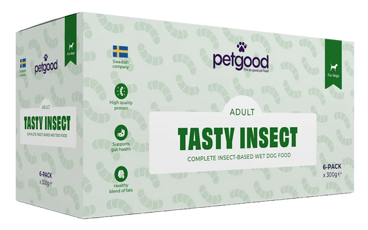 Petgood insektsbaserat våtfoder för vuxna hundar miltupack 6x300gram